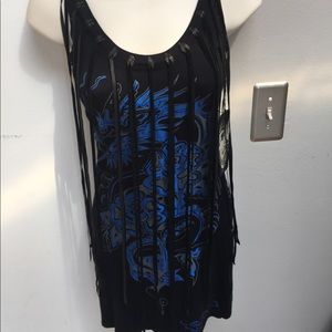 ED HARDY NWT Fringed Tank Dress XS